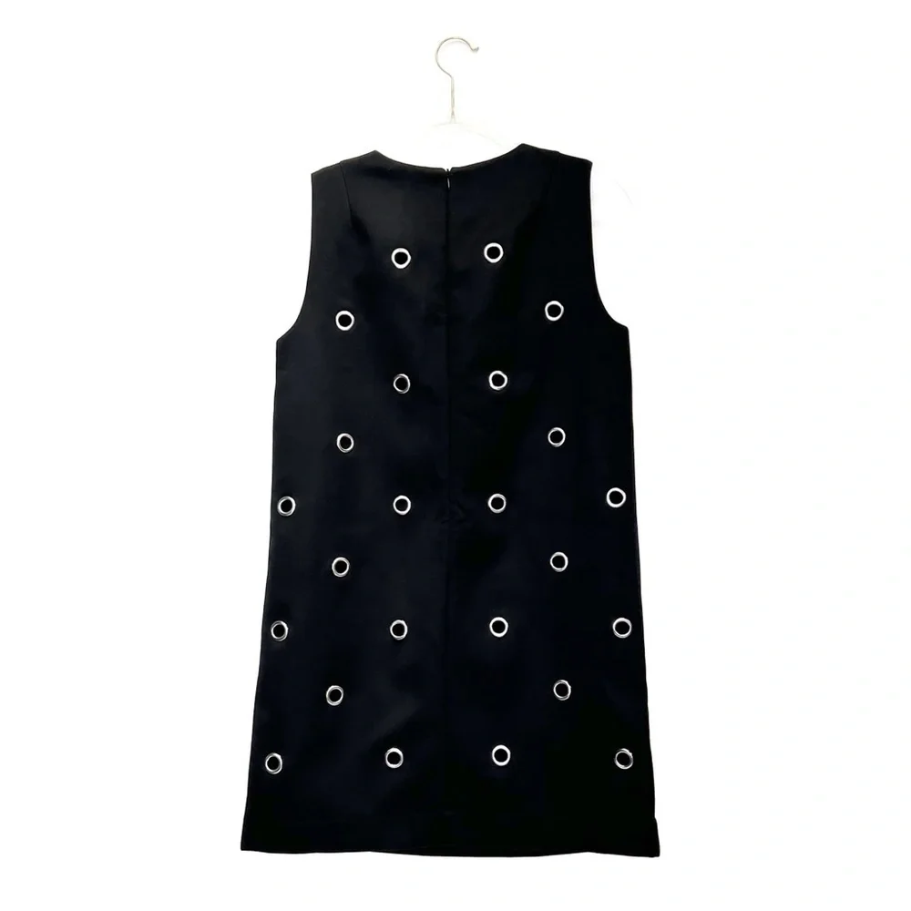 French Connection Black Midnight Satin Eyelet Tunic Dress Size 4 fcuk New NWT - Picture 10 of 11